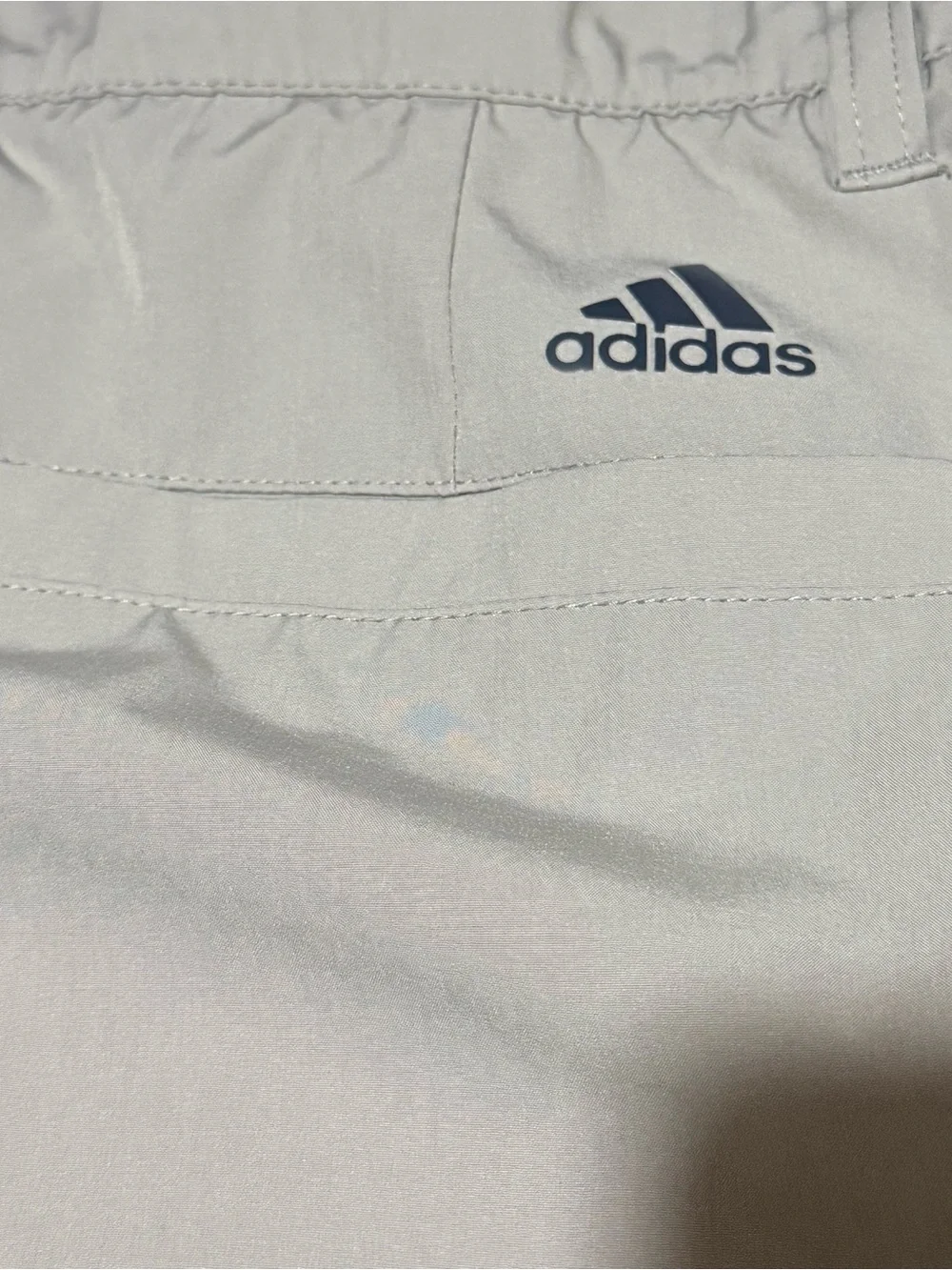 adidas Men’s Gray Solid Chino Shorts Flat Front Logo Button Microfiber